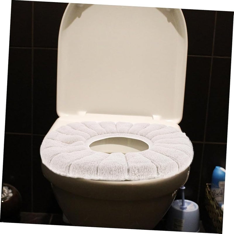 Warm Cozy O Shaped Toilet Seat Polyester Easy Install Machine Washable Comfortable - Image 3